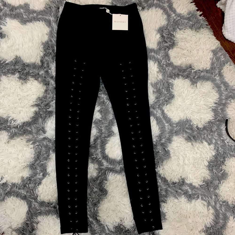 Suede tie up pants